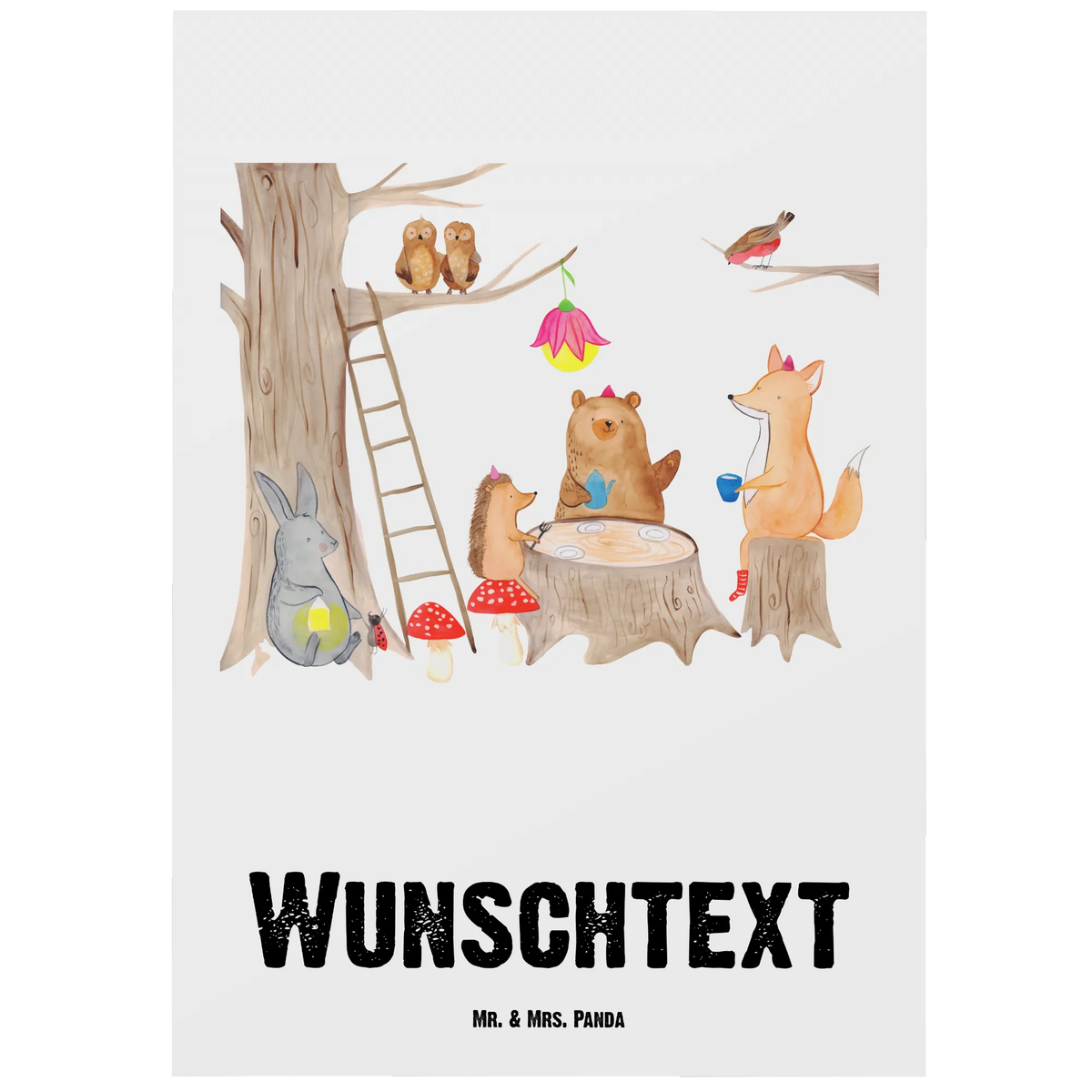 Personalised postcard forest animals picnic small animals, cute, funny, cute animal motives, hand drawn, small world, funny sayings, good mood, happy, gifts, gift ideas, special gifts, animal lover, card, hare, forest animals, picnic, fox, mouse, forest, squirrel, hedgehog