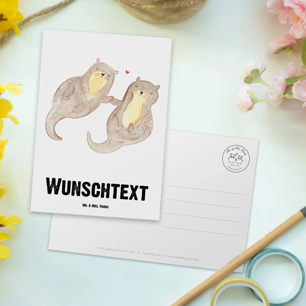 Personalisierte Postkarte Otter Hände halten Geschenkkarte mit Namen, Ansichtskarte mit Wunschtext, Postkarte mit Namen, Karte mit Namen, Einladung mit Wunschtext, Karte mit Wunschtext, Geschenkkarte mit Wunschtext, Grußkarte mit Namen, Postkarte mit Wunschtext, Grußkarte mit Wunschtext, Postkarte bedrucken, Einladung mit Namen, Ansichtskarte mit Namen, Postkarte personalisierbar, Otter, Fischotter, Seeotter, Otter Seeotter See Otter