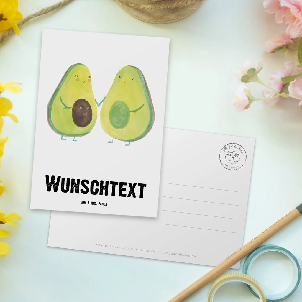 Personalised postcard avocado pair avocado, vegetables, avocados, children, family, avocuddle, birth, wedding, baby shower, love, baby party, pregnancy