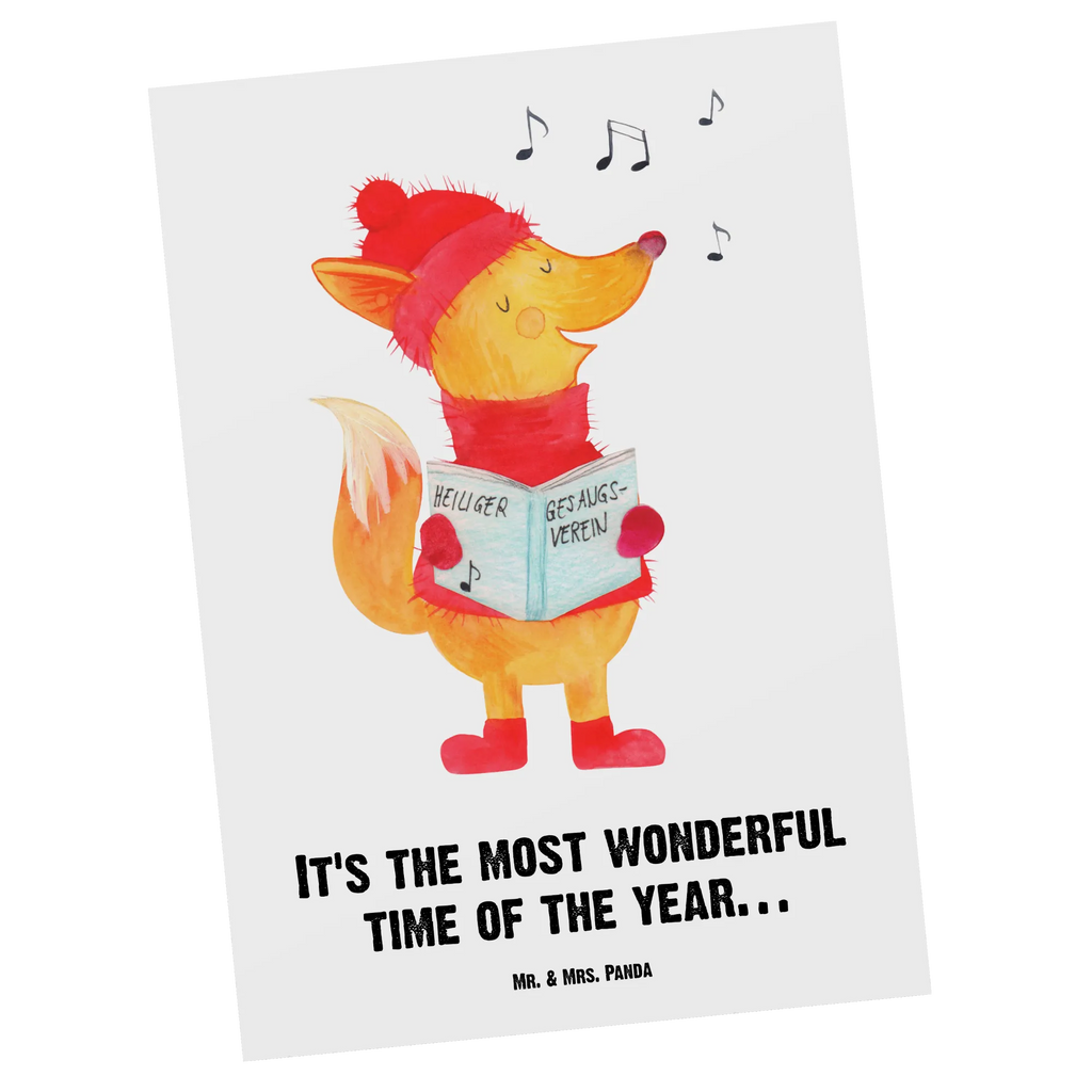 Personalised postcard Fox Singer Winter, Christmas, Christmas time, snow