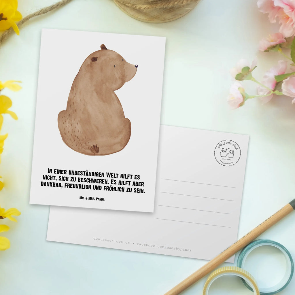 Personalised postcard bear shoulder look bear, teddy, teddy bear, cuddly toy, bear love, bears, motivation, wisdom, self-esteem, world view