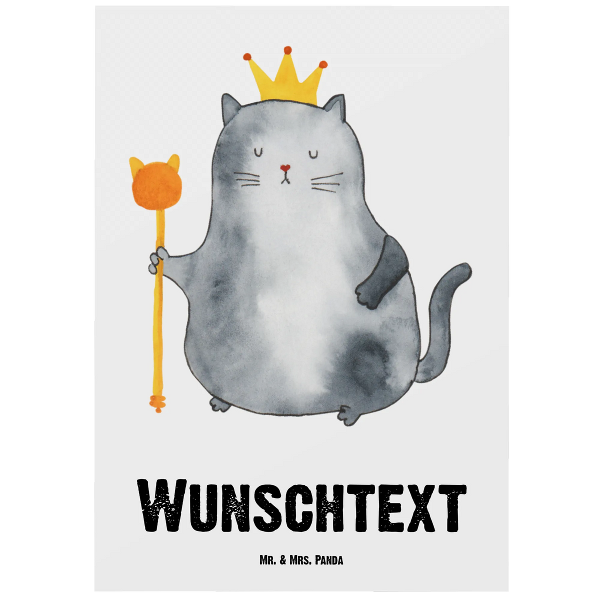 Personalised postcard Cat king cat, tomcat, kitty, meow, kitten, housecat, mama cat, love cats, cat image, cat fan, cat lover, cat fancier, cat decoration, gift for cat lover, cat owner, funny cats, cat sayings, cat motto, funny cat gifts, fan merchandise, cat stuff, animal lover, first own apartment, pussy, pet, cats, queen, king, family, apartment, move, tenement, moving in