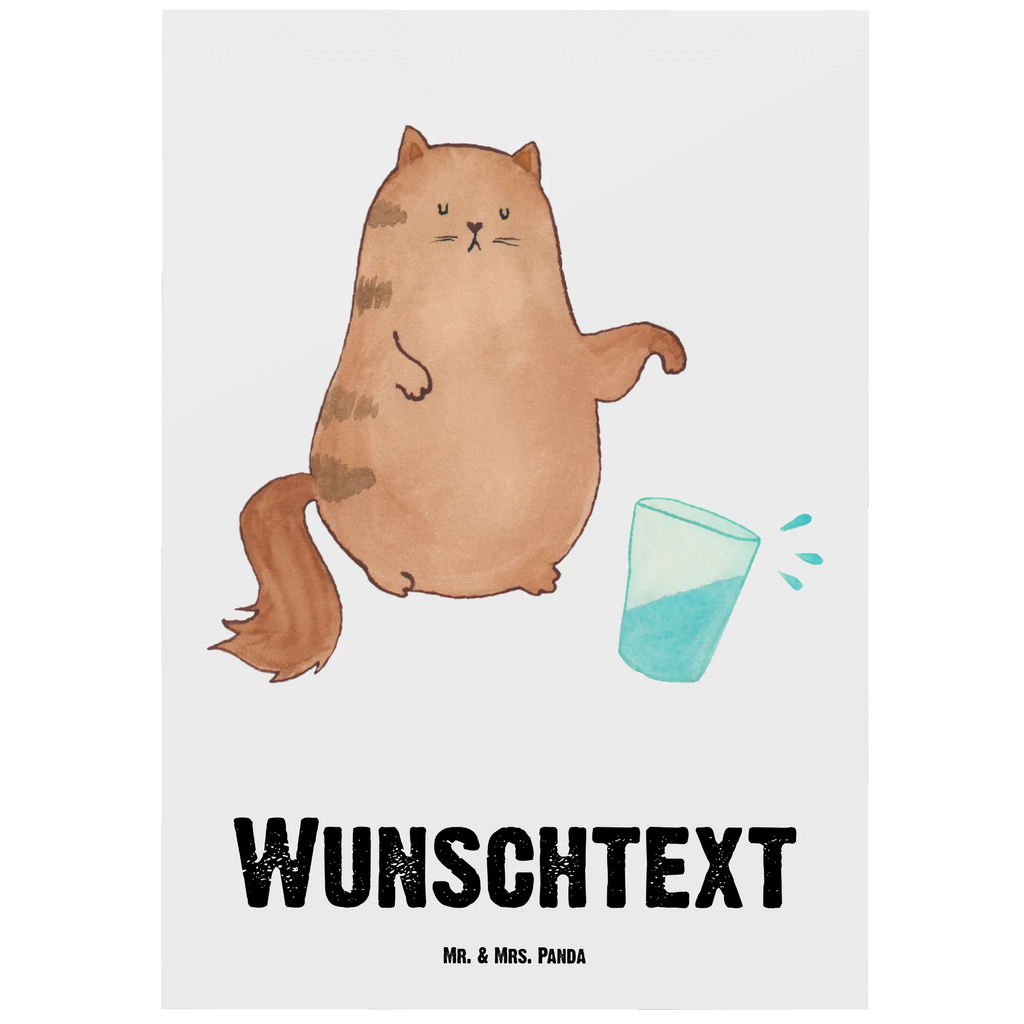 Personalised postcard Cat water glass cat, tomcat, kitty, meow, kitten, housecat, mama cat, love cats, cat image, cat fan, cat lover, cat fancier, cat decoration, gift for cat lover, cat owner, funny cats, cat sayings, cat motto, funny cat gifts, fan merchandise, cat stuff, animal lover, glass, Cats, pet, water, cats, pussy