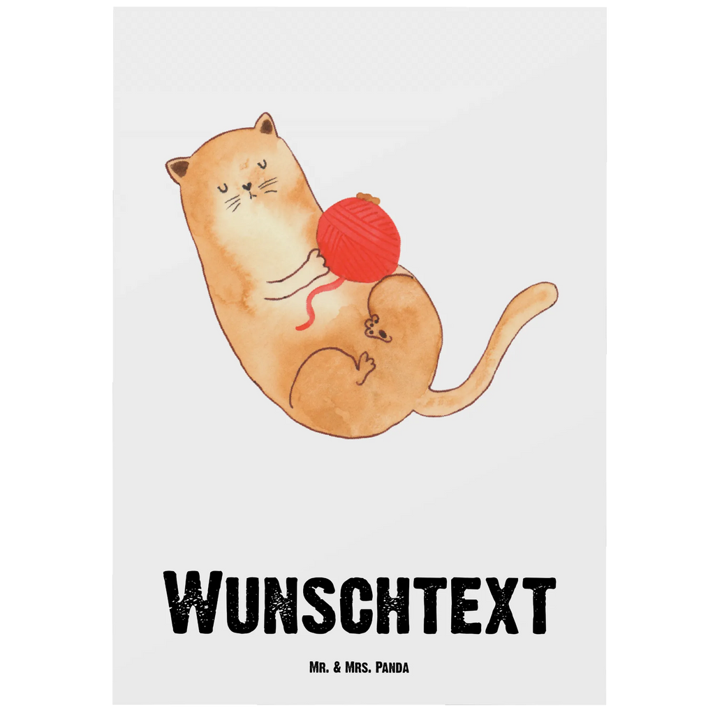 Personalised postcard Cat Wool cat, tomcat, kitty, meow, kitten, housecat, mama cat, love cats, cat image, cat fan, cat lover, cat fancier, cat decoration, gift for cat lover, cat owner, funny cats, cat sayings, cat motto, funny cat gifts, fan merchandise, cat stuff, animal lover, wool, Cats, playful, ball of wool, cats, play, pussy, pet