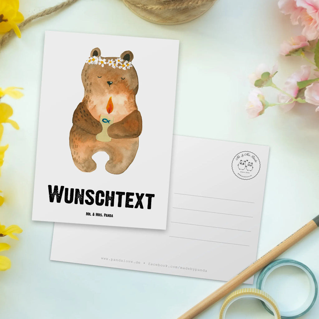 Personalised postcard bear communion bear, teddy, teddy bear, cuddly toy, communion, God's blessing, baptismal candle, catholic