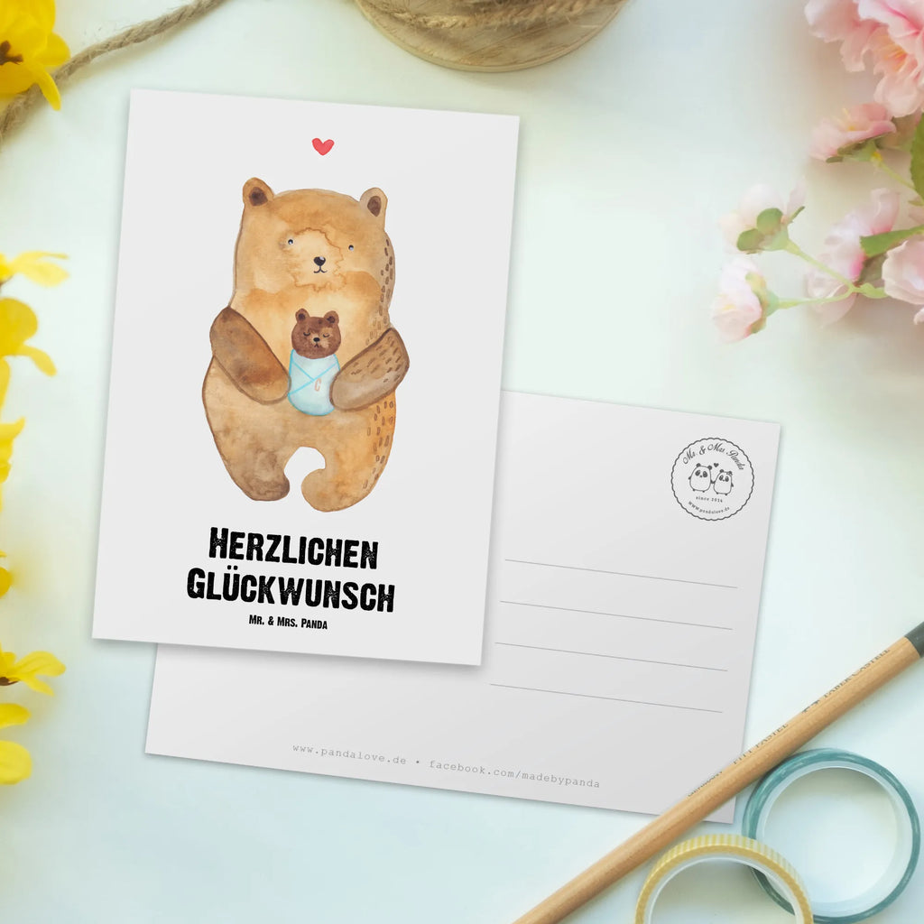 Personalised postcard bear infant bear, teddy, teddy bear, cuddly toy, baptized child, birthday, baby, grandson, mother, congratulations, parents, baptism, niece, nephew, grandchild, birth