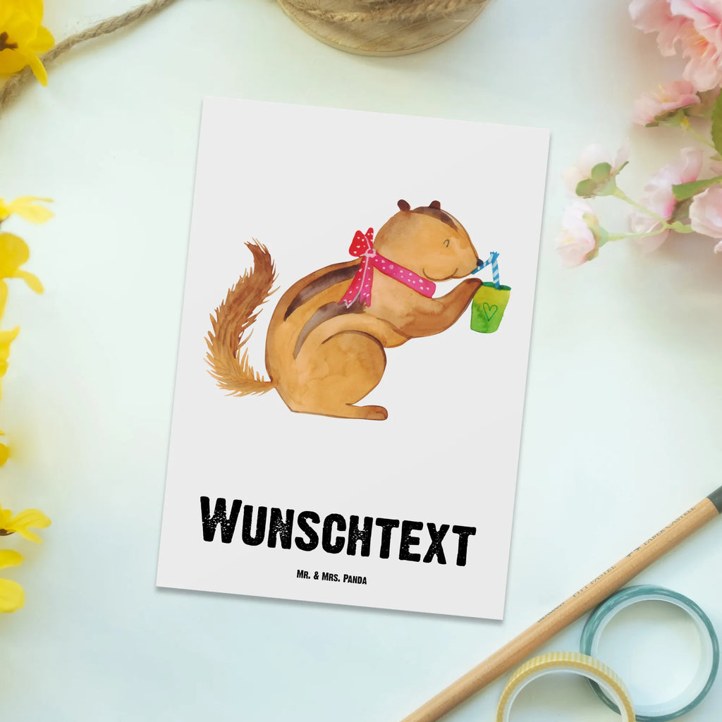Personalised postcard Squirrel smoothies small animals, cute, funny, cute animal motives, hand drawn, small world, funny sayings, good mood, happy, gifts, gift ideas, special gifts, animal lover, card, Green smoothies, weight loss, chipmunks, diet, squirrels