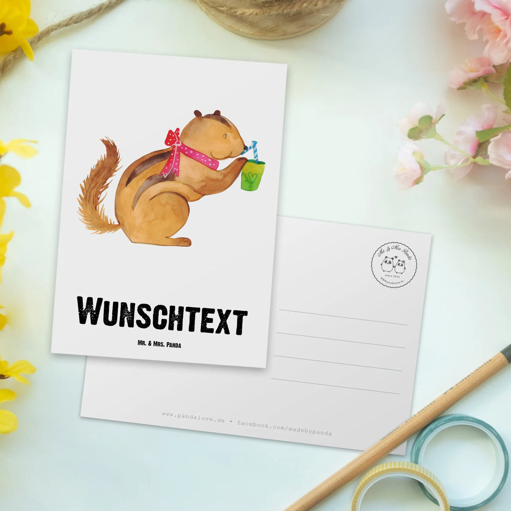 Personalised postcard Squirrel smoothies small animals, cute, funny, cute animal motives, hand drawn, small world, funny sayings, good mood, happy, gifts, gift ideas, special gifts, animal lover, card, Green smoothies, weight loss, chipmunks, diet, squirrels