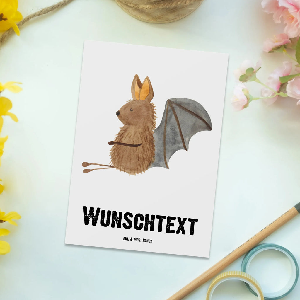 Personalised postcard bat Sit small animals, cute, funny, cute animal motives, hand drawn, small world, funny sayings, good mood, happy, gifts, gift ideas, special gifts, animal lover, card, bat, motivation, relax, bats