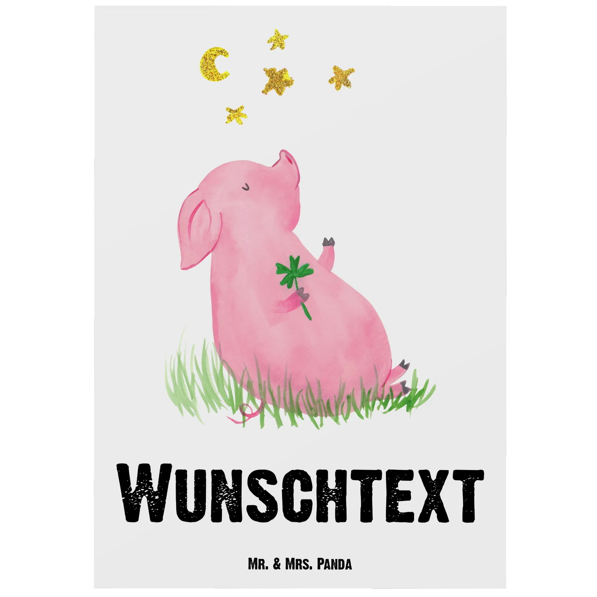 Personalised postcard Pig Luck small animals, cute, funny, cute animal motives, hand drawn, small world, funny sayings, good mood, happy, gifts, gift ideas, special gifts, animal lover, card, pig, dreams, stars, goals, piglet, asterisks, Lucky bastard. Luck, lucky charm, motivation