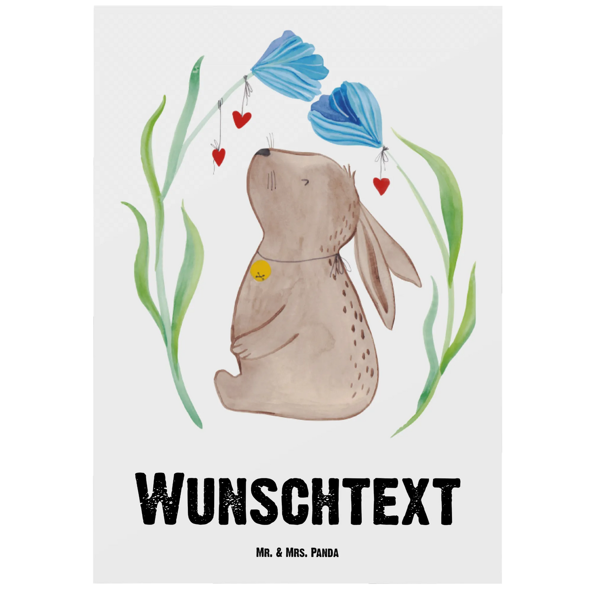 Personalised postcard Hare flower Easter, Easter bunny, dreams, baptism, birthday, child, child's birthday, Bunny, rabbit, hope, christening gift, first child, pregnancy, birth