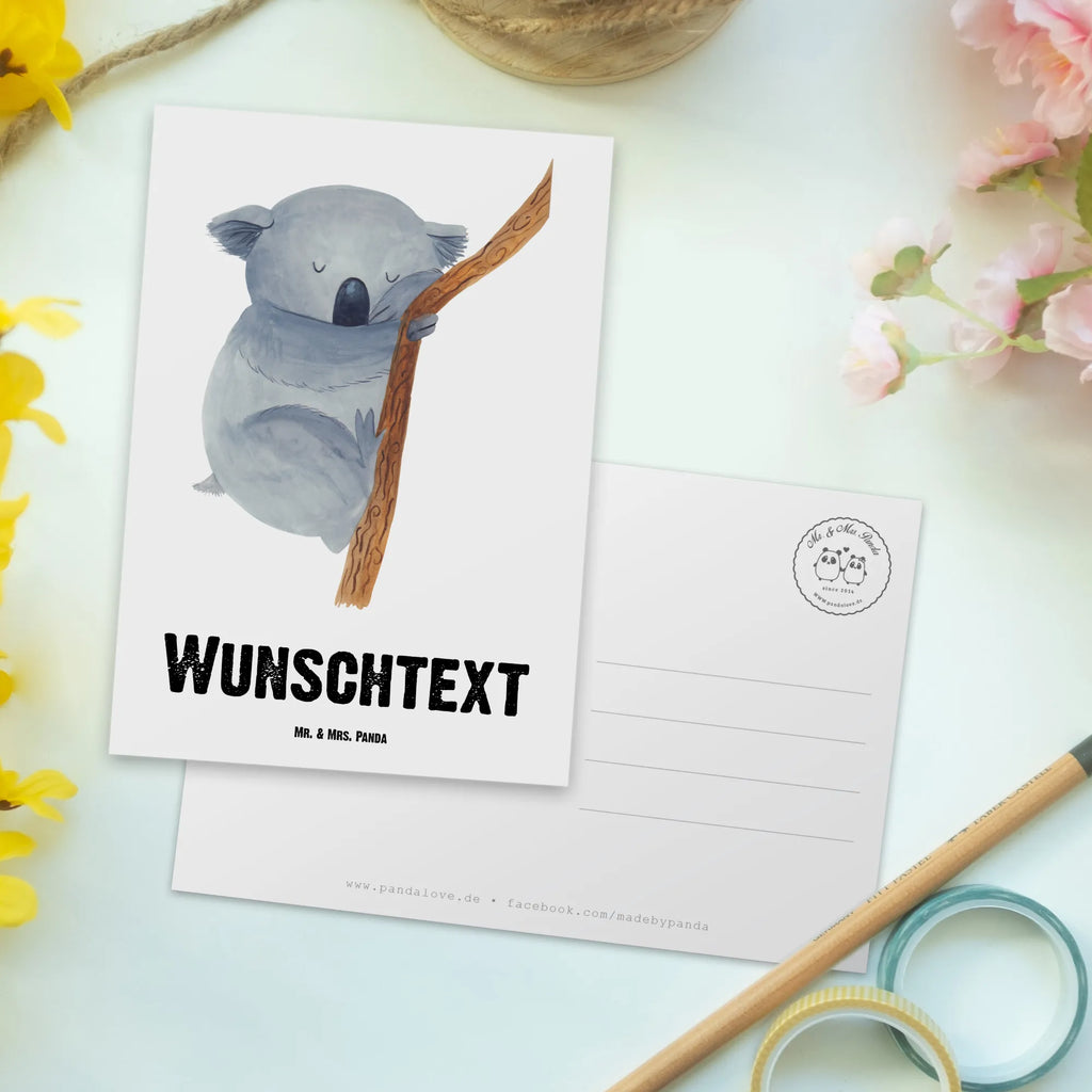 Personalisierte Postkarte Koalabär Grußkarte mit Namen, Ansichtskarte mit Namen, Ansichtskarte mit Wunschtext, Postkarte mit Namen, Postkarte mit Wunschtext, Postkarte Bedrucken, Karte mit Namen, Grußkarte mit Wunschtext, Einladung mit Wunschtext, Geschenkkarte mit Namen, Geschenkkarte mit Wunschtext, Karte mit Wunschtext, Postkarte Personalisierbar, Einladung mit Namen, Tiere, Tiermotive, Gute Laune, Lustige Sprüche, Traumland, Träumen, Bär, Koala, Koalabär, Schlafzimmer, schlafen, Traum