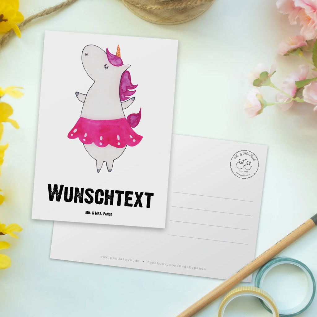 Personalised postcard unicorn ballerina unicorn, unicorns, dancer present, Dancing, Ballerina, Dancer gift, Flat, Unicorn, Party, Fun, English, Celebration, Einhorn