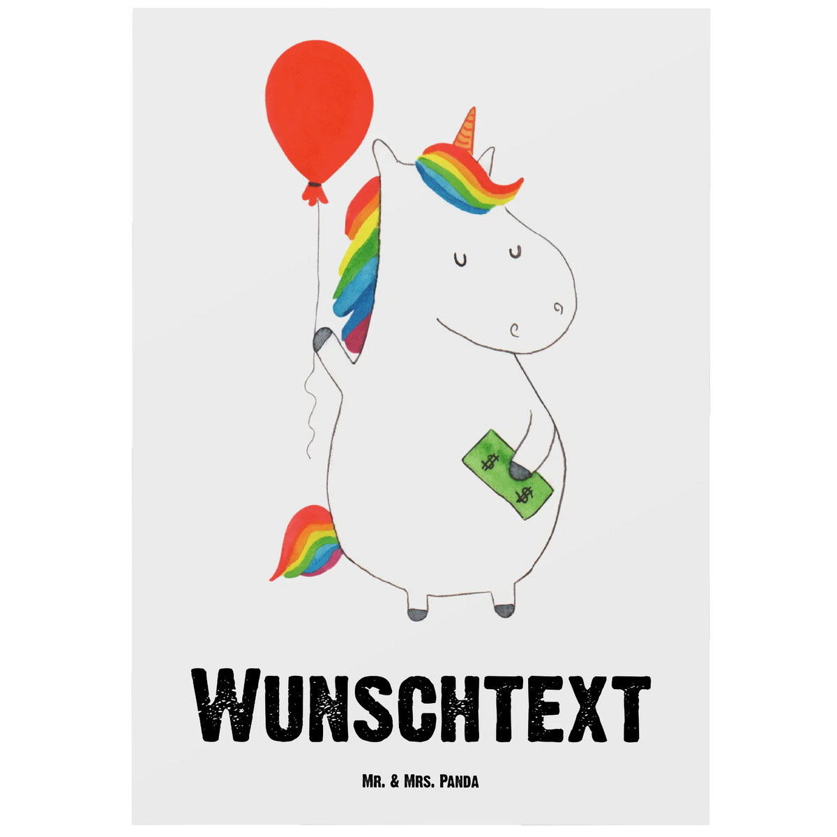 Personalised postcard unicorn balloon unicorn, unicorns, lifelong, fun, saying, balloon, funny, girlfriend, gift, joy, money
