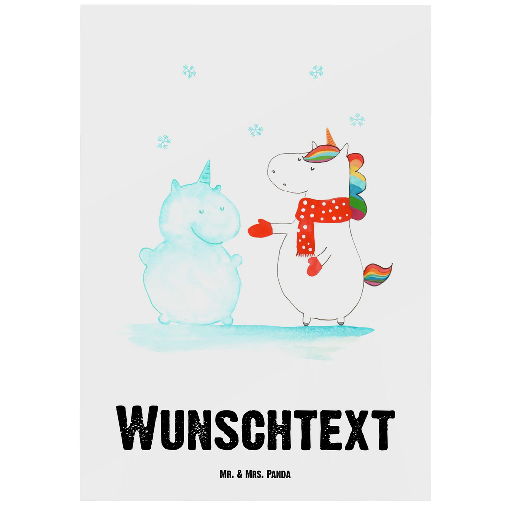 Personalised postcard unicorn snowman unicorn, unicorns, X-Mas, Cake, Christmas Motif, Gloves, Cold, winter gift, Christmas, Cap, Unicorn, Snowman, Snow, present, Winter