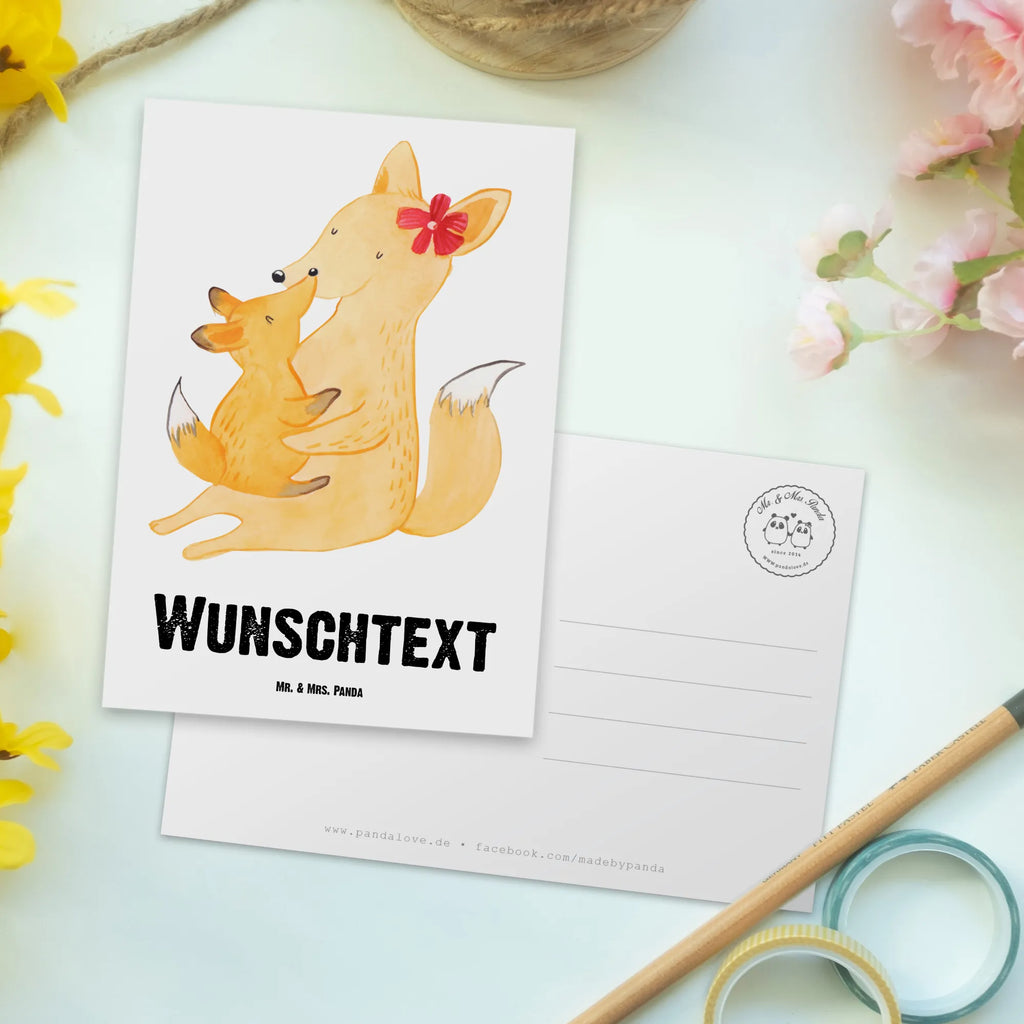 Personalisierte Postkarte Fuchs Mama & Kind Postkarte mit Wunschtext, Einladung mit Wunschtext, Grußkarte mit Namen, Geschenkkarte mit Wunschtext, Postkarte mit Namen, Einladung mit Namen, Postkarte Personalisierbar, Ansichtskarte mit Wunschtext, Postkarte Bedrucken, Geschenkkarte mit Namen, Grußkarte mit Wunschtext, Karte mit Wunschtext, Karte mit Namen, Ansichtskarte mit Namen, Muttertag, Vatertag, Mama, Papa, Oma, Opa, Familie, Schwester, Bruder, Beste Tochter, Geschenk, Tochter, Mutter, Lieblingstochter