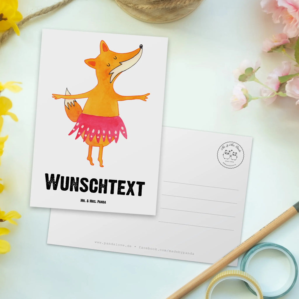 Personalisierte Postkarte Fuchs Ballerina Grußkarte mit Namen, Einladung mit Namen, Postkarte bedrucken, Karte mit Namen, Ansichtskarte mit Namen, Postkarte personalisierbar, Ansichtskarte mit Wunschtext, Postkarte mit Wunschtext, Einladung mit Wunschtext, Grußkarte mit Wunschtext, Karte mit Wunschtext, Geschenkkarte mit Namen, Postkarte mit Namen, Geschenkkarte mit Wunschtext, Fuchs, Tänzerin, Ballett, Ballerina, Geburtstag, Fuchs Spruch, Einladung, Party, Füchse, Füchsin, Tanzen