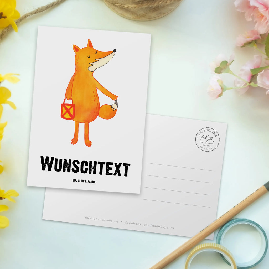 Personalised postcard Fox Lantern fox, foxes, forest wildlife, clever as a fox, animal lover, Lantern, Saint Martin, Spell comforting, Foxes, Fox, Caesar Otto Hugo Flaischlen, Lovesickness Spell, Lantern parade, Cheer up