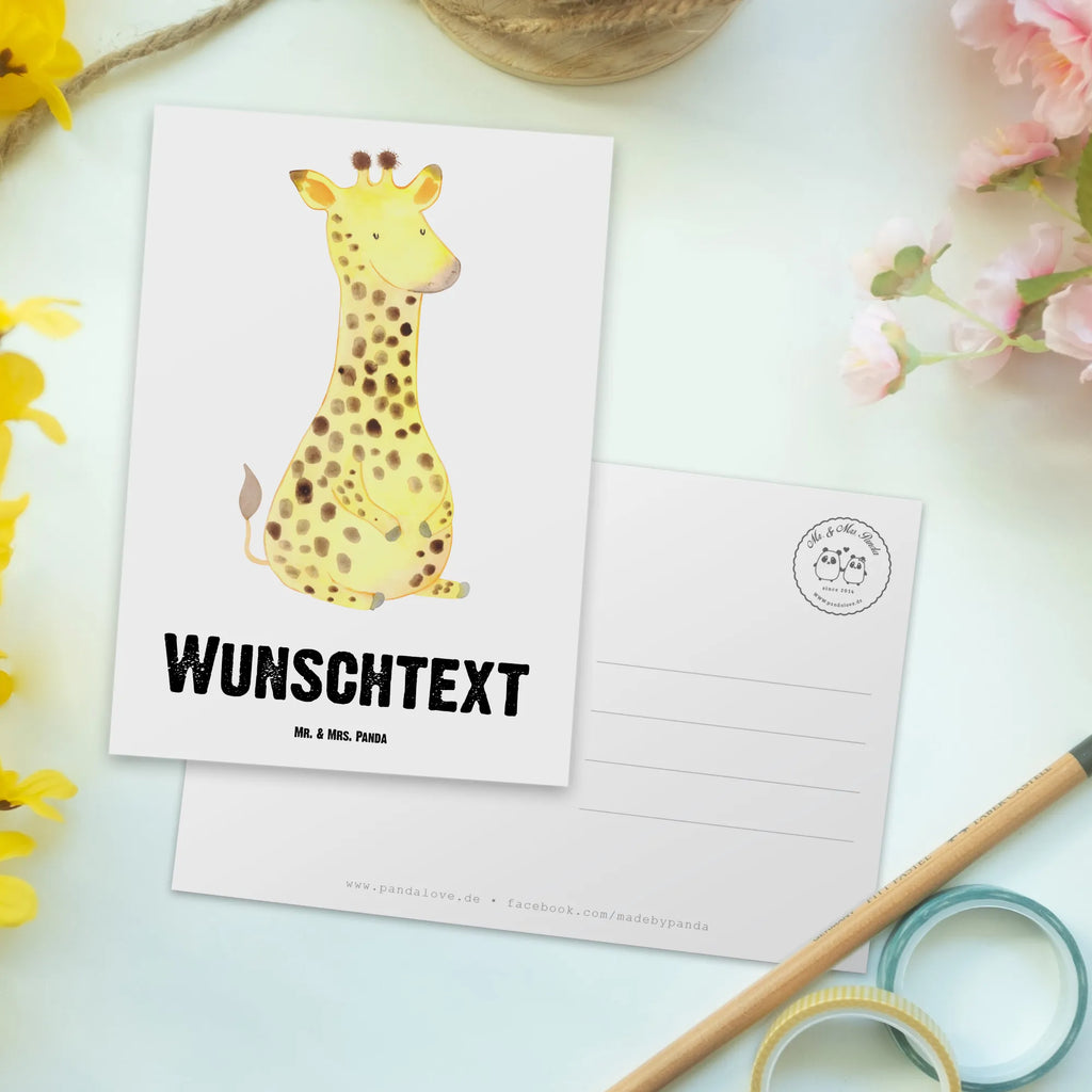 Personalised postcard giraffe Satisfied Africa, Giraffe, Happiness, Adventure