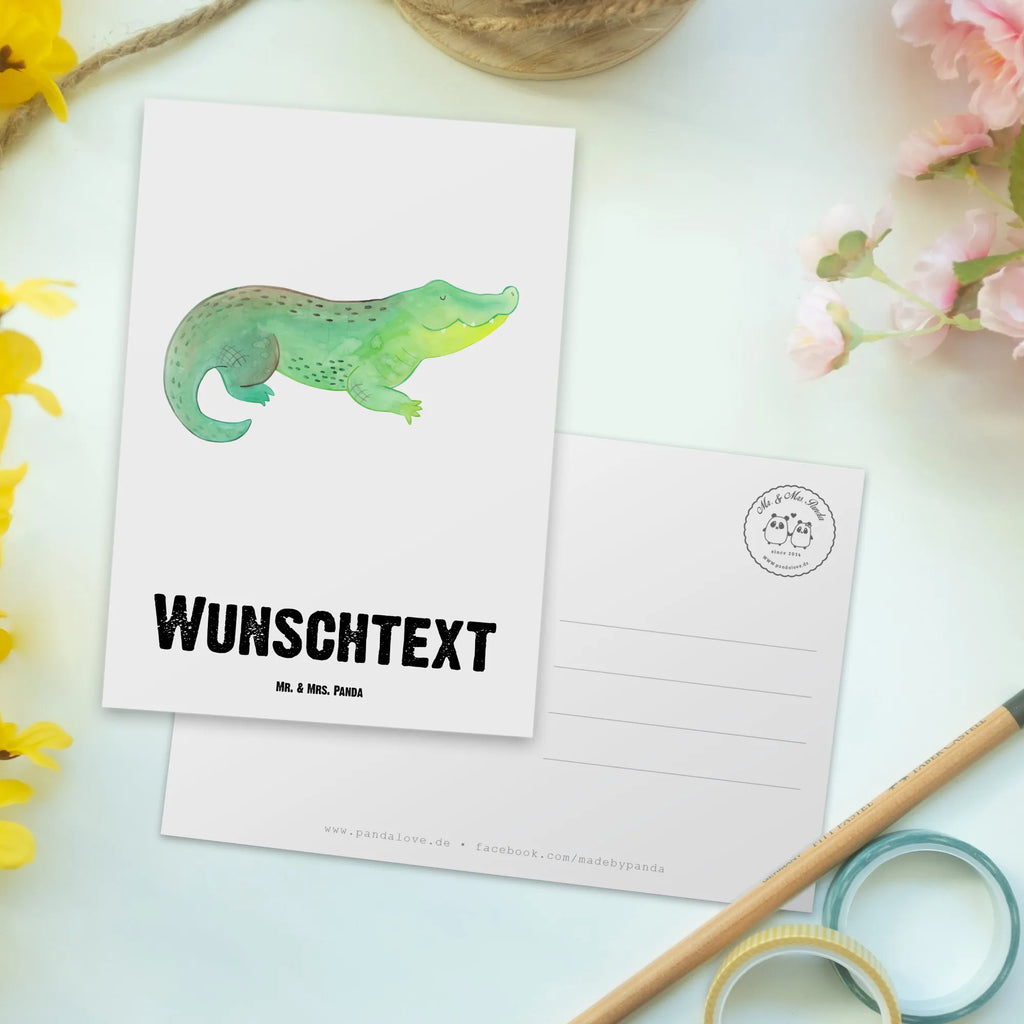 Personalisierte Postkarte Krokodil Geschenkkarte mit Namen, Grußkarte mit Namen, Karte mit Wunschtext, Postkarte mit Namen, Geschenkkarte mit Wunschtext, Postkarte personalisierbar, Ansichtskarte mit Namen, Einladung mit Namen, Postkarte bedrucken, Postkarte mit Wunschtext, Einladung mit Wunschtext, Grußkarte mit Wunschtext, Ansichtskarte mit Wunschtext, Karte mit Namen, Meerestiere, Meer, Urlaub, Lieblingsmensch, Freundin, verrückt sein, Krokodil, Krokodile, beste Freundin, Reiselust, spontan sein, Abenteuerlust