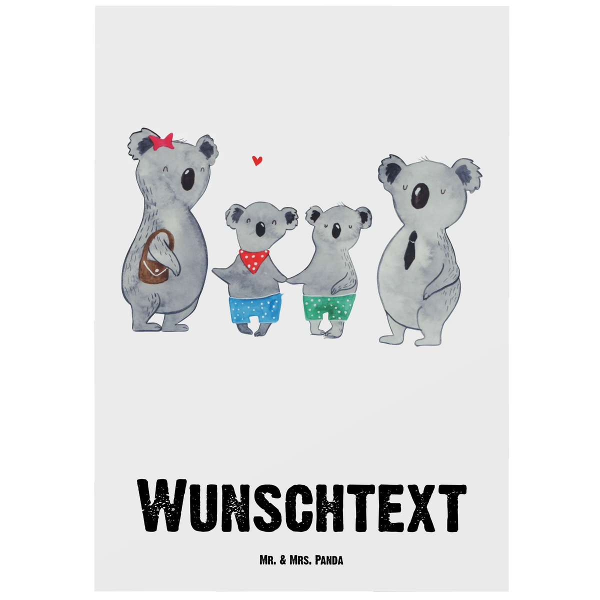 Personalised postcard Koala family with two kids Family, Father's Day, Mother's Day, brother, sister, Mom, Dad, koala family, koala, best family, family, favourite family, koala bear, family life, family time