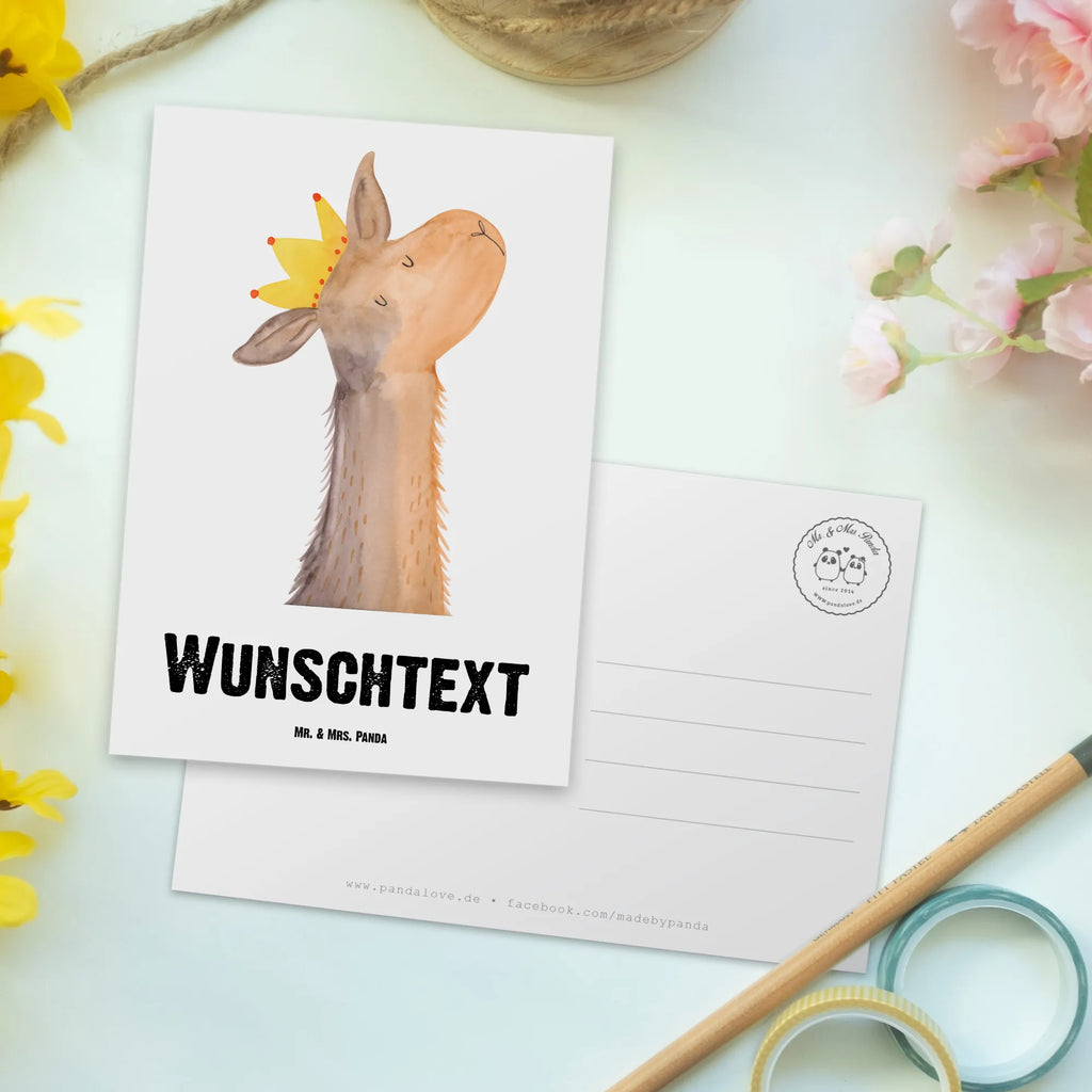 Personalised postcard llama head king Llama, llama, alpaca, trendy animal, dad, queen, lama, king, office colleague, supervisor, high school graduation, boss, girlfriend, lamas, colleague, mum