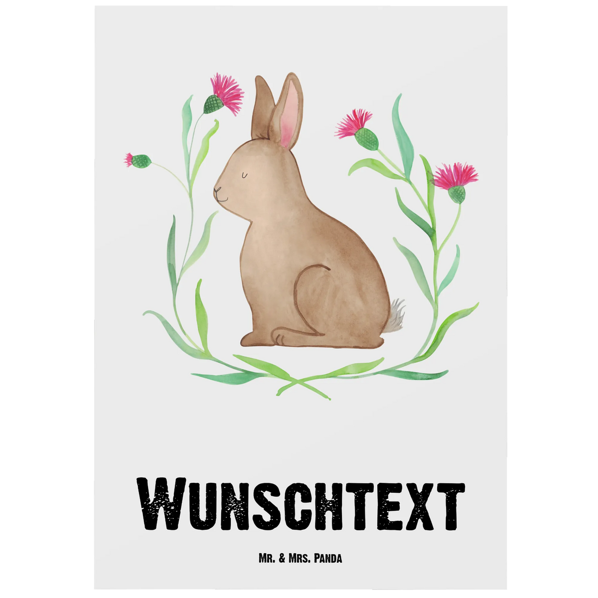 Personalised postcard Hare Sit Easter, Easter bunny, Rabbit, Hare, Happy Easter, Love, Easter flower, Easter greetings, Greetings