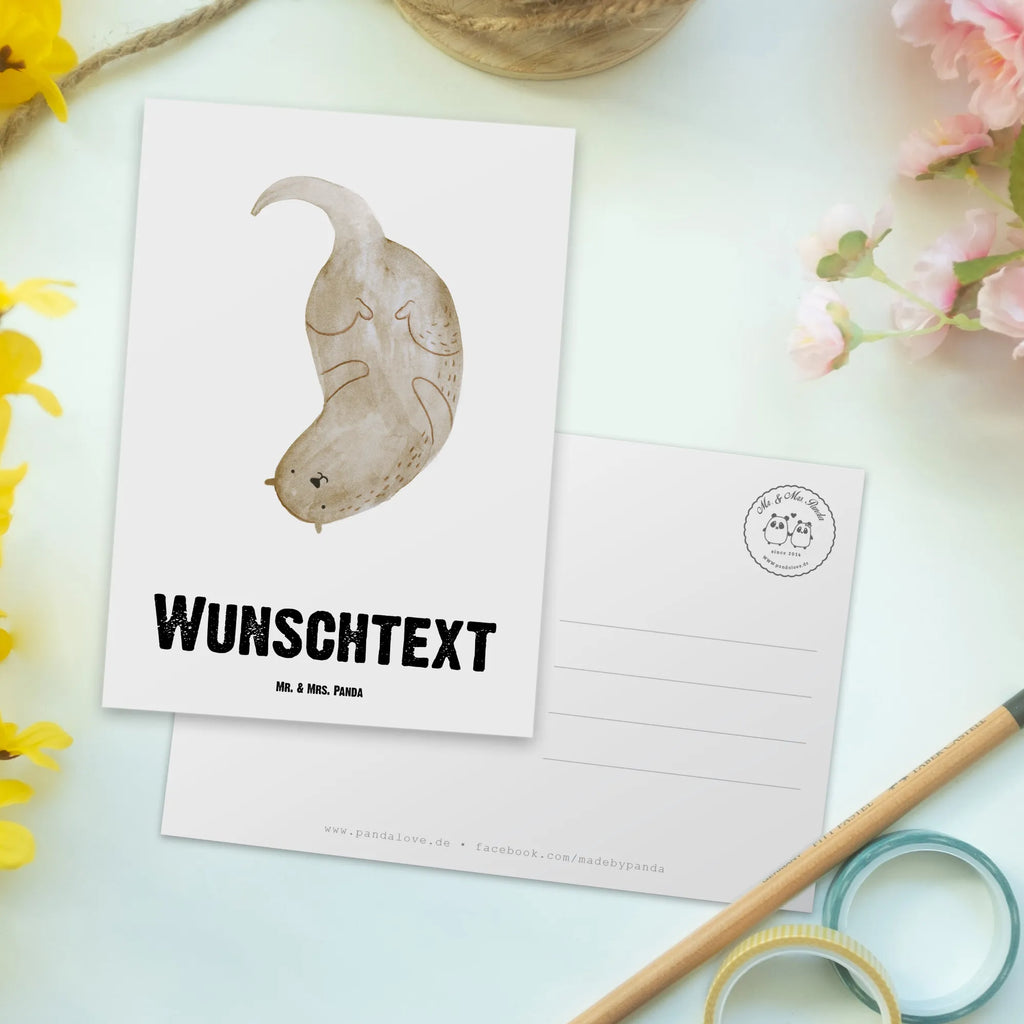 Personalisierte Postkarte Otter kopfüber Postkarte mit Wunschtext, Karte mit Namen, Postkarte bedrucken, Karte mit Wunschtext, Geschenkkarte mit Namen, Ansichtskarte mit Wunschtext, Grußkarte mit Namen, Ansichtskarte mit Namen, Postkarte personalisierbar, Grußkarte mit Wunschtext, Einladung mit Wunschtext, Einladung mit Namen, Postkarte mit Namen, Geschenkkarte mit Wunschtext, Otter, Fischotter, Seeotter, Otter Seeotter See Otter