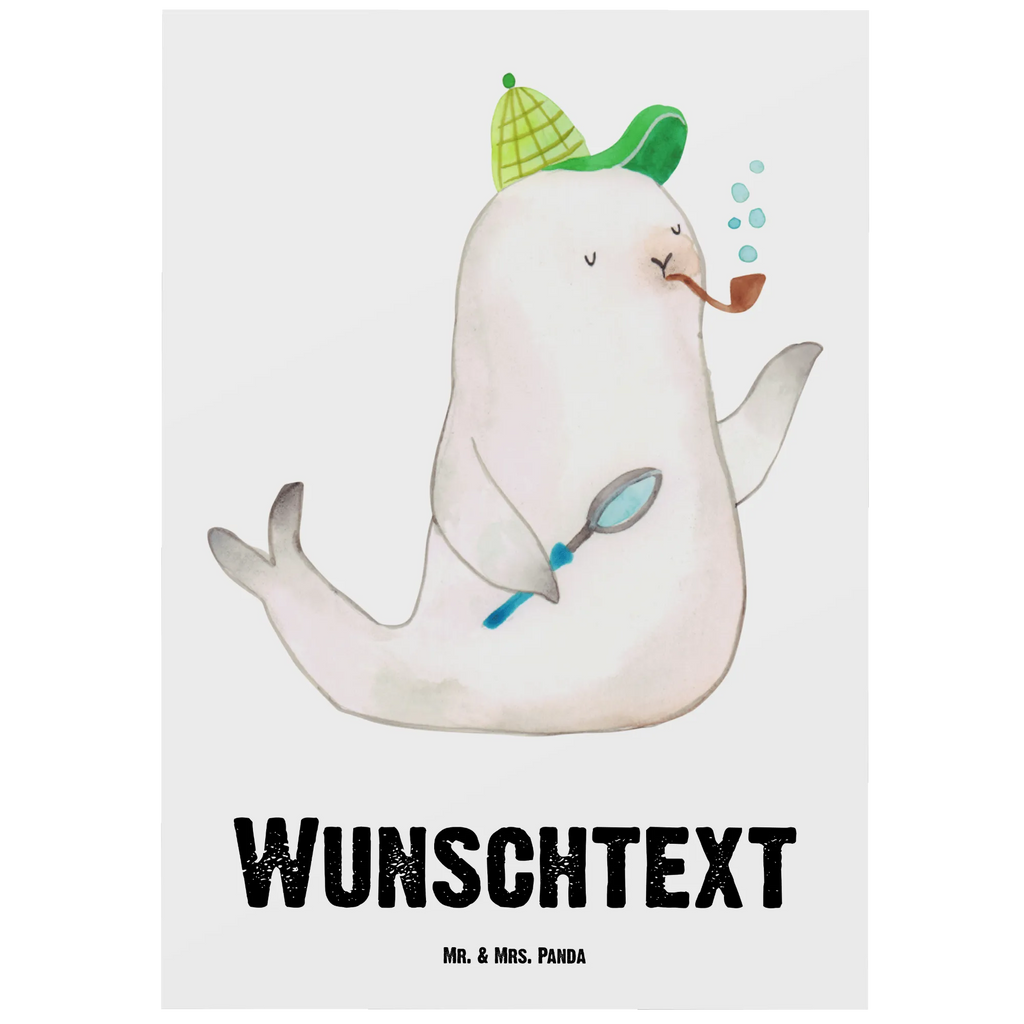 Personalizowana kartka pocztowa foka Sherlock Motywy zwierzęce, dobra energia, zabawne powiedzonka, zwierzęta