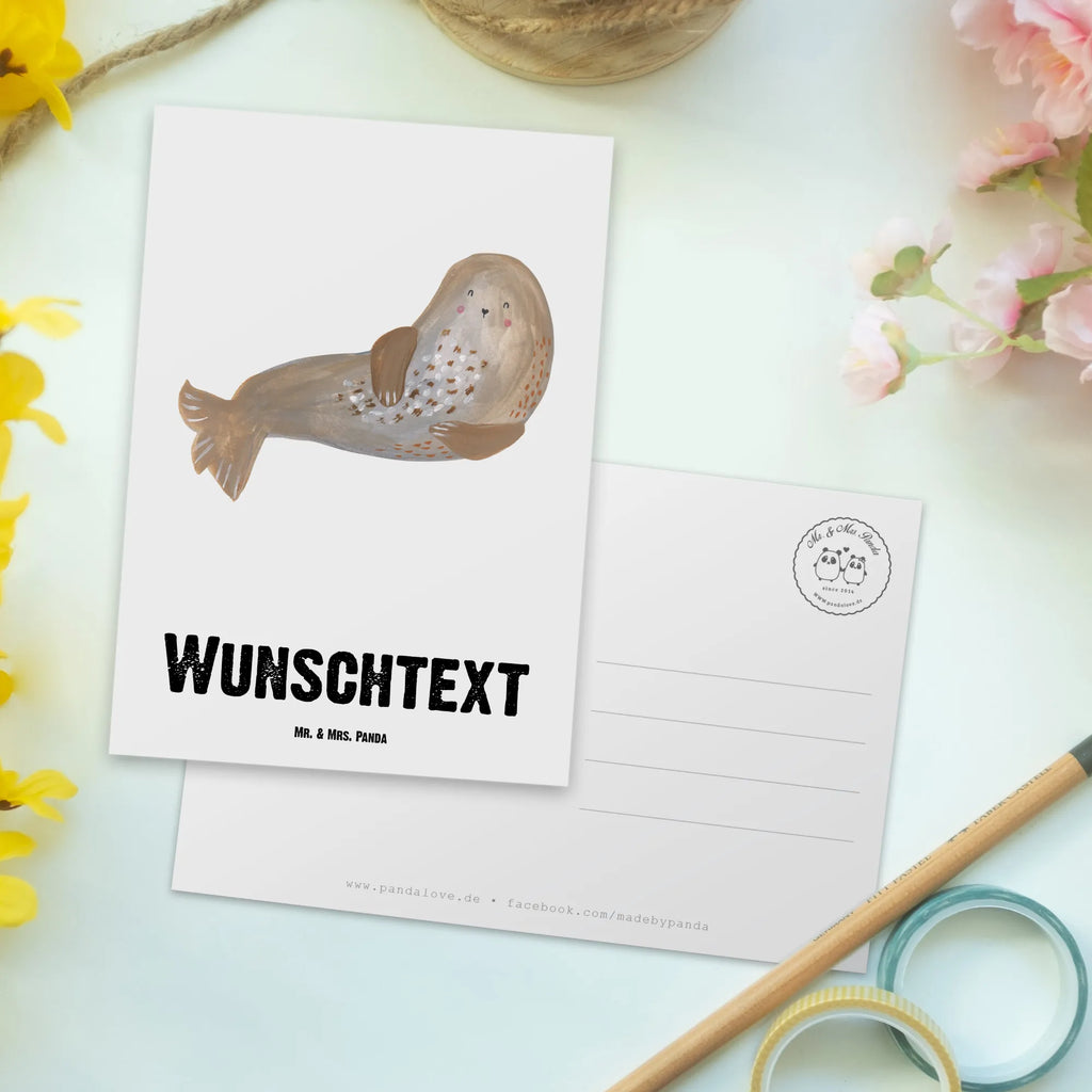 Personalisierte Postkarte Robbe lachend Geschenkkarte mit Wunschtext, Postkarte bedrucken, Postkarte mit Namen, Grußkarte mit Namen, Postkarte personalisierbar, Einladung mit Namen, Grußkarte mit Wunschtext, Karte mit Namen, Karte mit Wunschtext, Geschenkkarte mit Namen, Ansichtskarte mit Wunschtext, Einladung mit Wunschtext, Ansichtskarte mit Namen, Postkarte mit Wunschtext, Tiermotive, Gute Laune, lustige Sprüche, Tiere, Ostsee, Seehund, Nordsee, Robbe, Strand, Meerestier, Robben