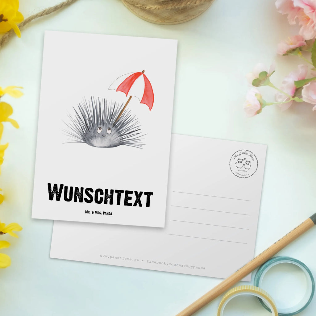 Personalisierte Postkarte Seeigel Ansichtskarte mit Wunschtext, Postkarte mit Wunschtext, Postkarte bedrucken, Postkarte personalisierbar, Ansichtskarte mit Namen, Geschenkkarte mit Namen, Karte mit Namen, Postkarte mit Namen, Grußkarte mit Namen, Einladung mit Wunschtext, Karte mit Wunschtext, Geschenkkarte mit Wunschtext, Einladung mit Namen, Grußkarte mit Wunschtext, Meerestiere, Meer, Urlaub, Seeigel, Achtsamkeit, Selbstakzeptanz, Lebe, Hier und Jetzt, Selbstliebe, Leben