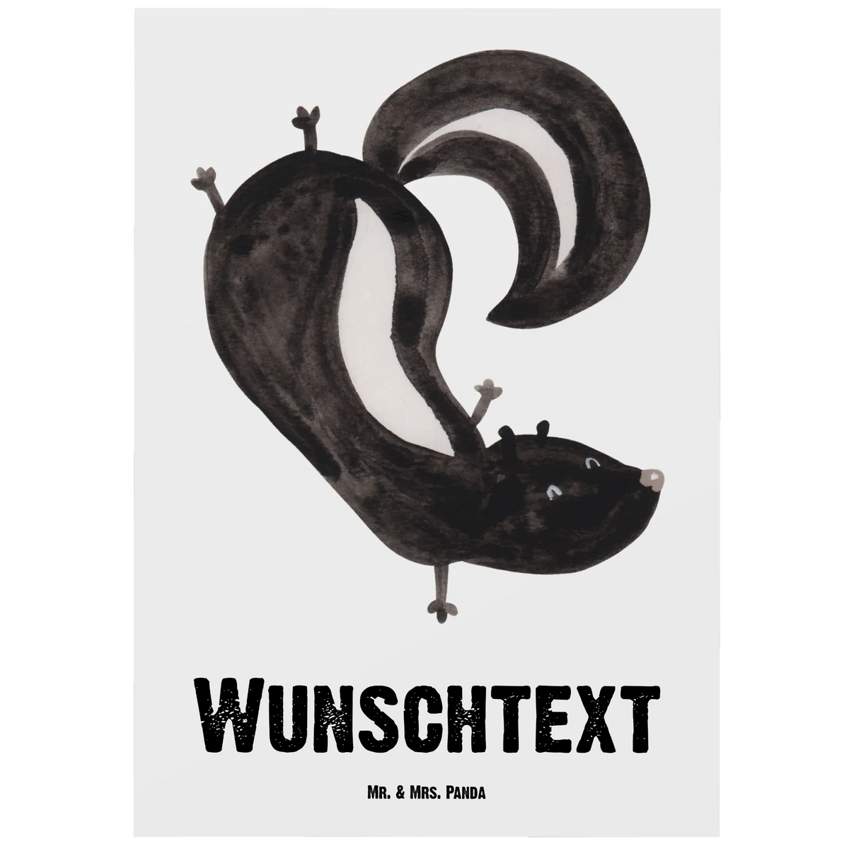 Personalised postcard skunk handstand Skunk, skunk, stink, playground, wild animal, playful, predator, child