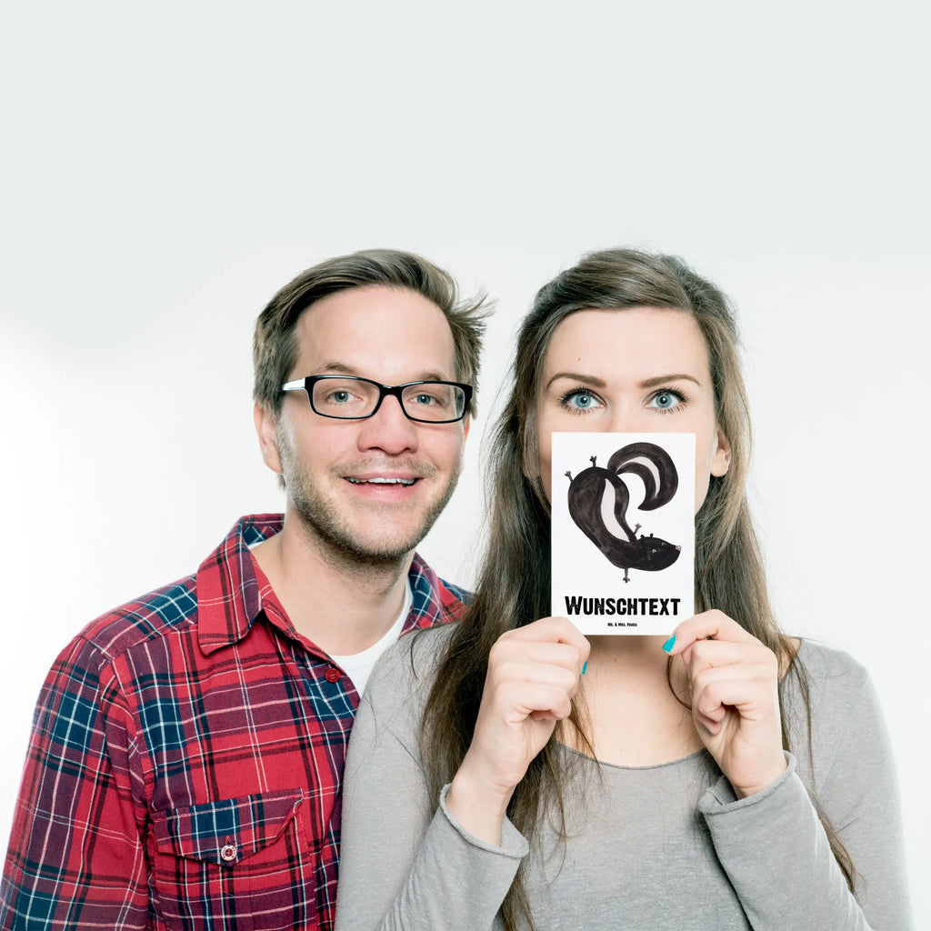 Personalised postcard skunk handstand Skunk, skunk, stink, playground, wild animal, playful, predator, child