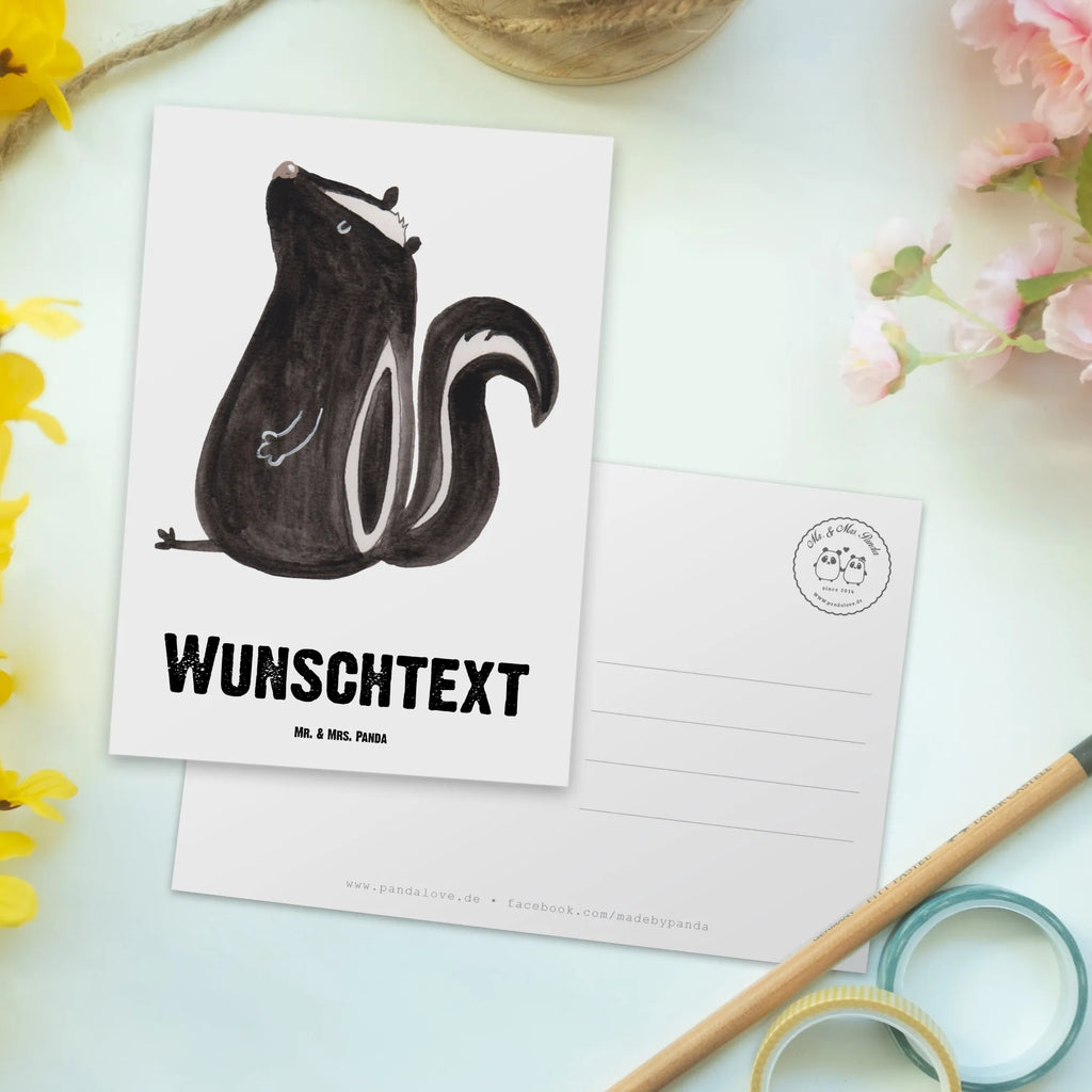 Personalised postcard skunk Sit Skunk, predator, slogan, skunk, law, know-it-all, office, stinky, wild animal, stinker