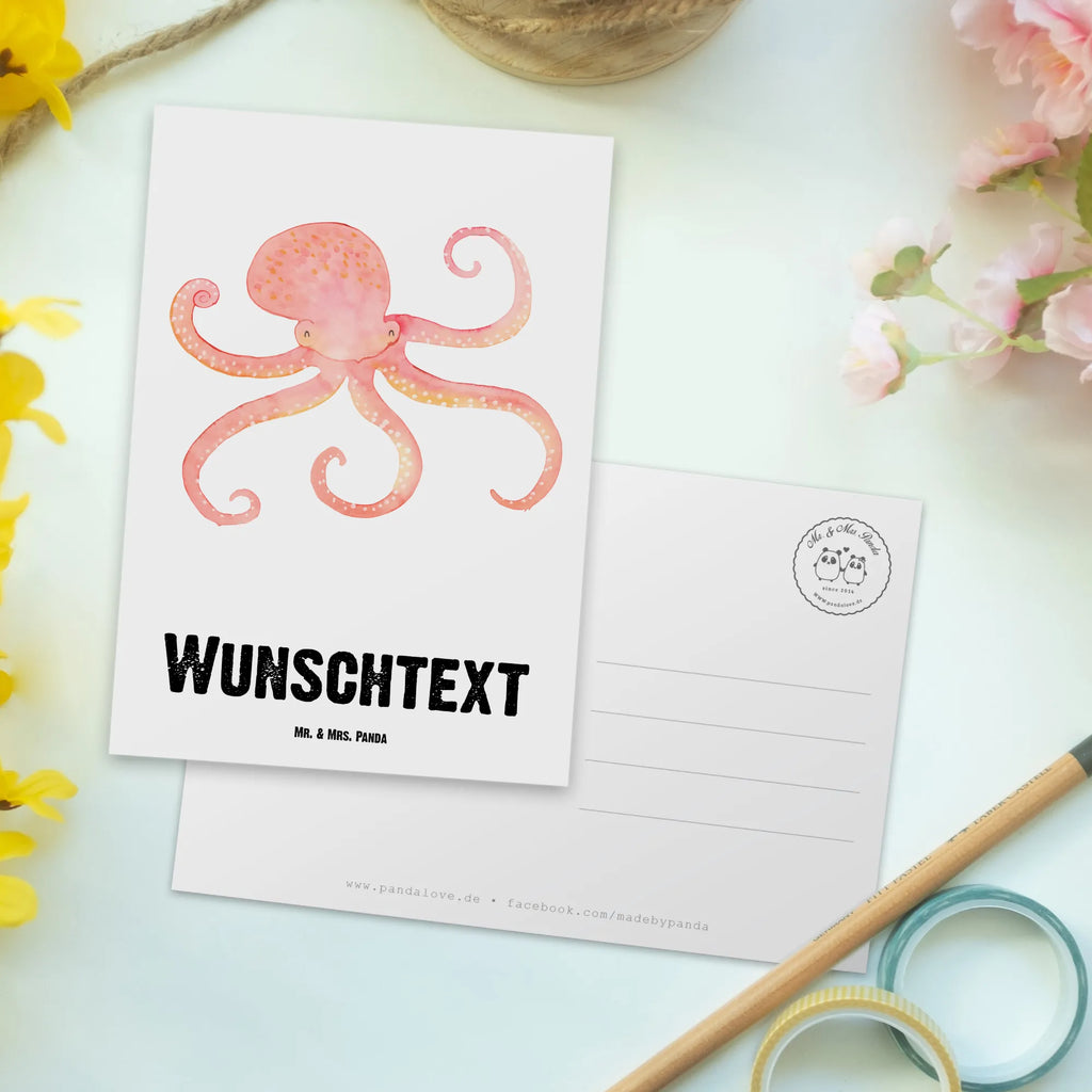 Personalised postcard Squid small animals, cute, funny, cute animal motives, hand drawn, small world, funny sayings, good mood, happy, gifts, gift ideas, special gifts, animal lover, card, sea, arms, ocean, water, octopus, squid, sea animal