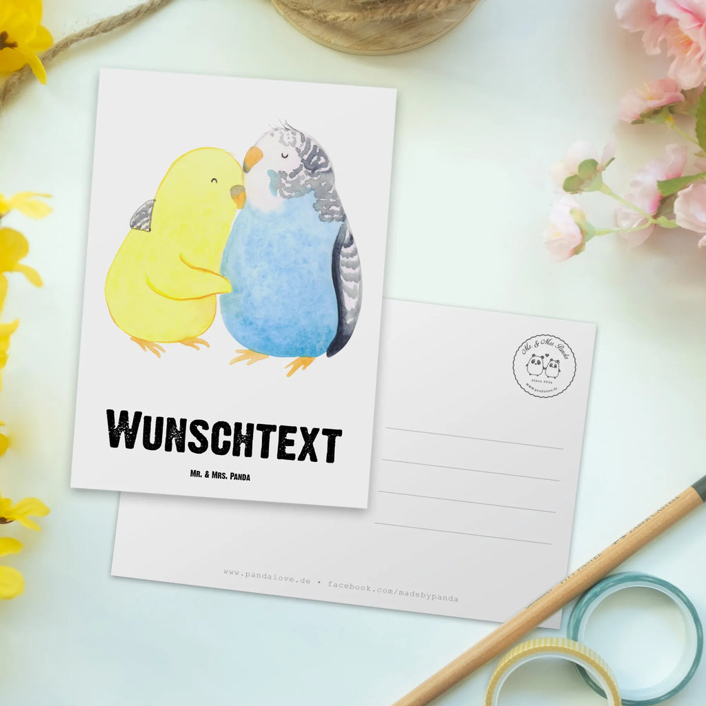 Personalisierte Postkarte Wellensittich Liebe Grußkarte mit Wunschtext, Geschenkkarte mit Namen, Einladung mit Namen, Postkarte Bedrucken, Postkarte Personalisierbar, Grußkarte mit Namen, Postkarte mit Wunschtext, Ansichtskarte mit Wunschtext, Postkarte mit Namen, Geschenkkarte mit Wunschtext, Einladung mit Wunschtext, Ansichtskarte mit Namen, Karte mit Namen, Karte mit Wunschtext, Freund, Freundin, Jahrestag, Liebesgeschenk, Verlobung, Ehefrau, Heiratsantrag, Heiraten, Hocheitstag, Ehemann, Partner, Liebe, Wellensittich, Nähe, Vögel, Kuscheln, Vertrauen