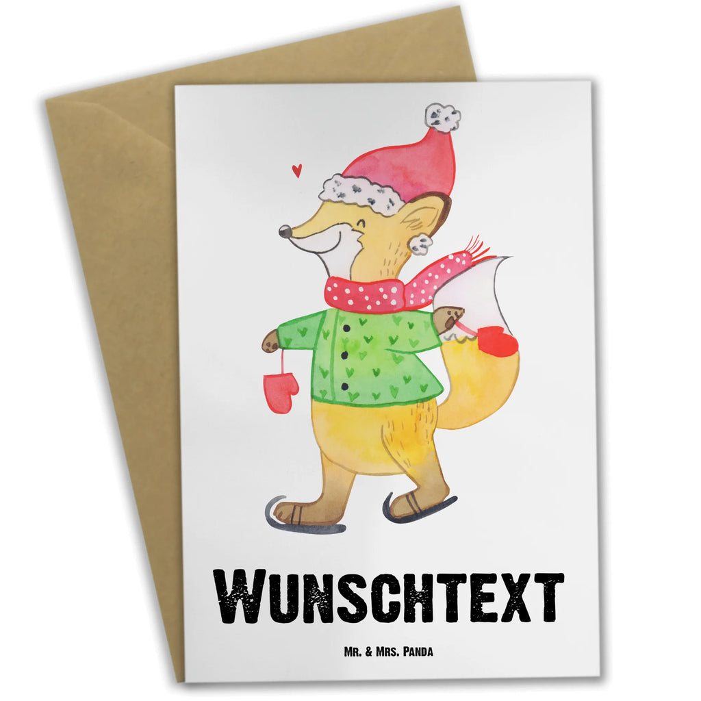 Personalised greetings card Fox skates Winter, Christmas, Christmas time, snow, christmas, christmas time, christmas tree, christmas present, santa claus, fir tree, christmas days, christmas eve, winter
