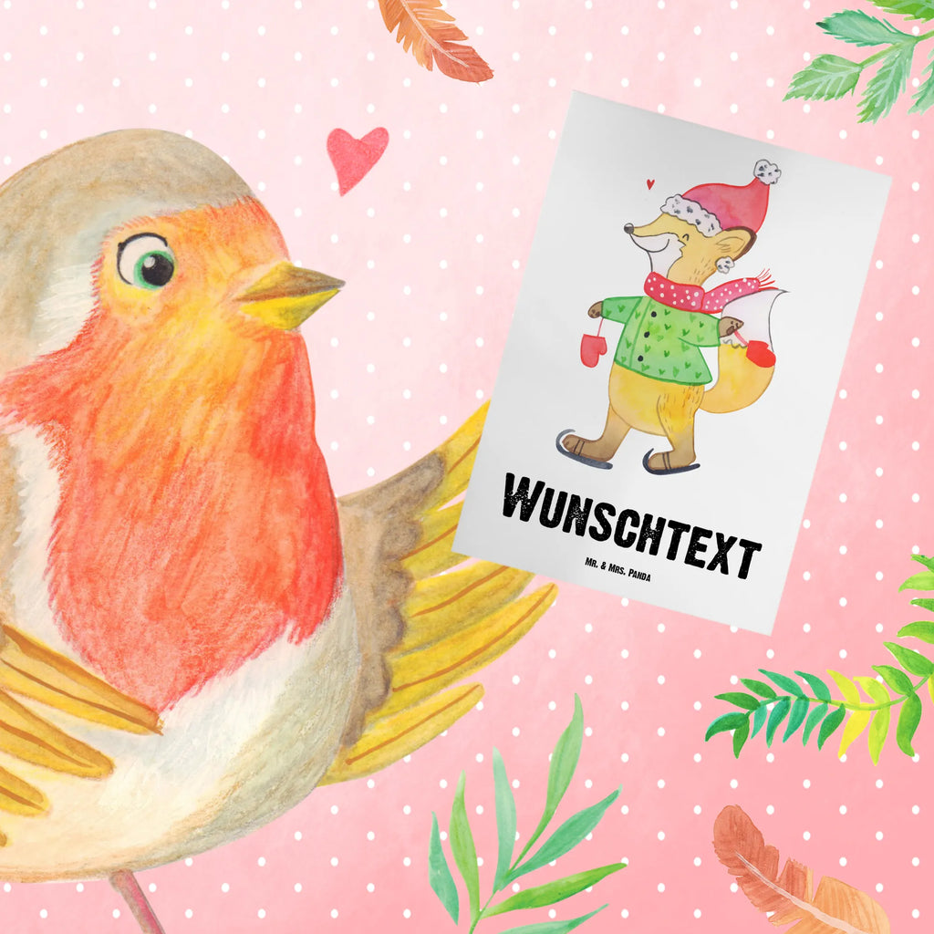 Personalised greetings card Fox skates Winter, Christmas, Christmas time, snow, christmas, christmas time, christmas tree, christmas present, santa claus, fir tree, christmas days, christmas eve, winter