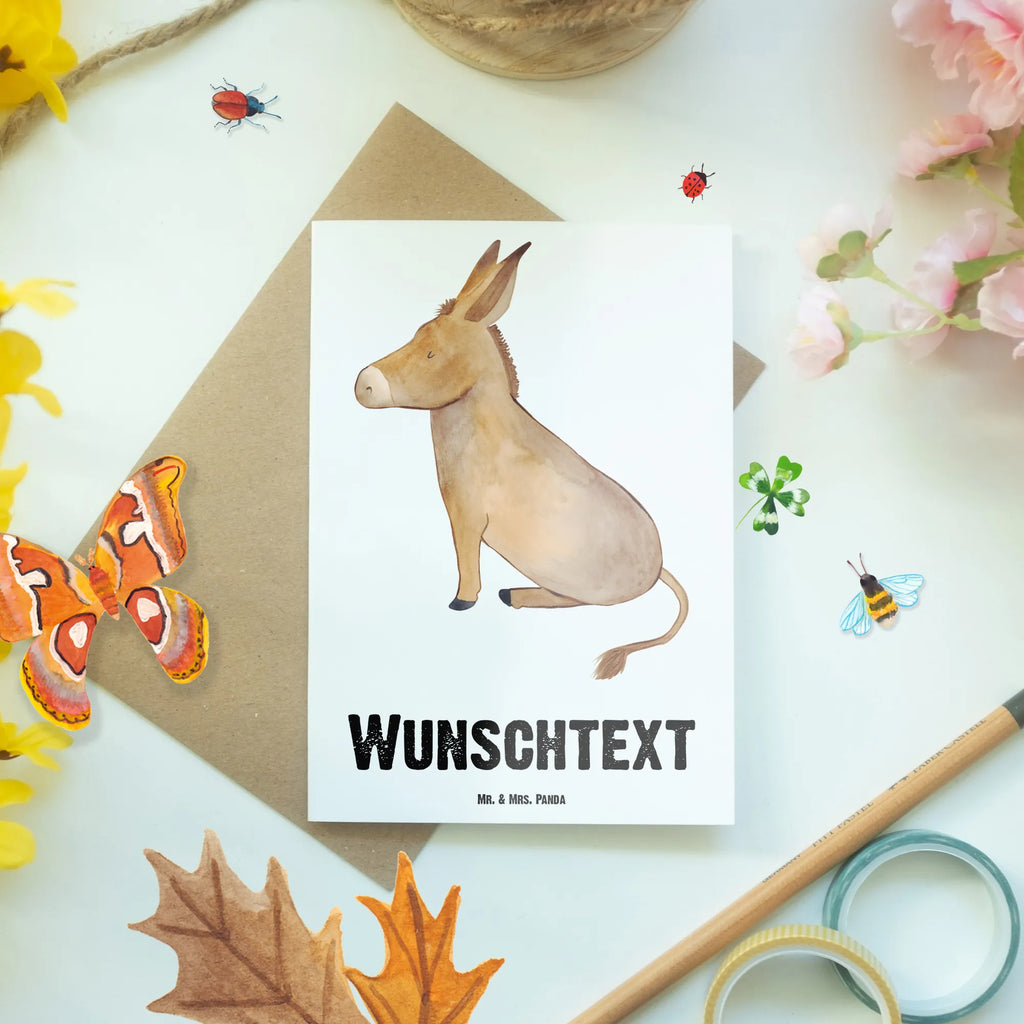 Personalised greetings card Donkey small animals, cute, funny, cute animal motives, hand drawn, small world, funny sayings, good mood, happy, gifts, gift ideas, special gifts, animal lover, card, happiness in life, courage to face life, wisdom, goal, aim in life, courage, Donkey