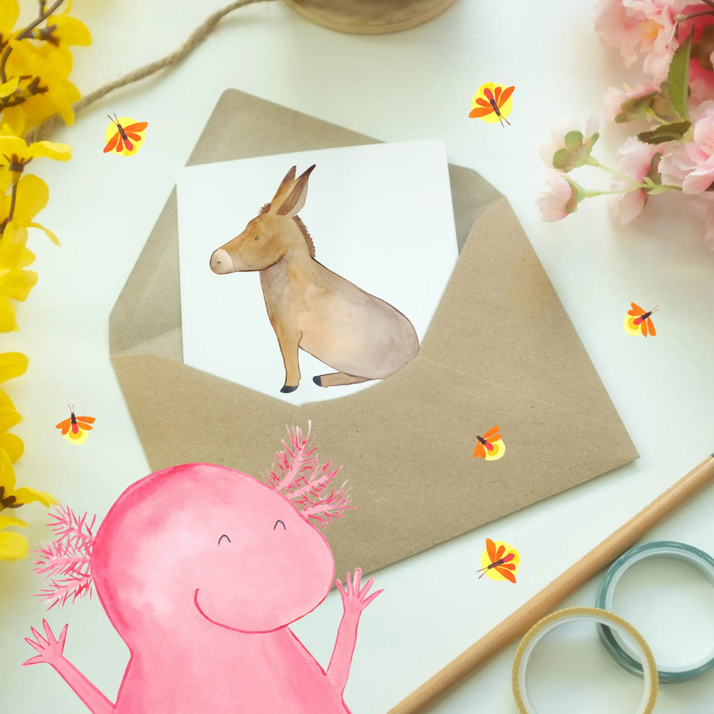 Personalised greetings card Donkey small animals, cute, funny, cute animal motives, hand drawn, small world, funny sayings, good mood, happy, gifts, gift ideas, special gifts, animal lover, card, happiness in life, courage to face life, wisdom, goal, aim in life, courage, Donkey