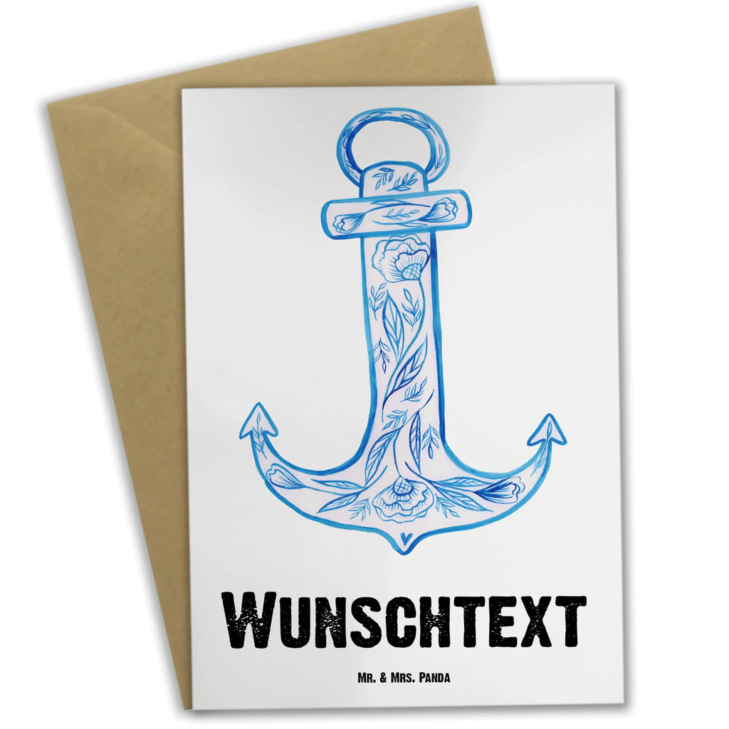 Personalised greetings card anchor Blue small animals, cute, funny, cute animal motives, hand drawn, small world, funny sayings, good mood, happy, gifts, gift ideas, special gifts, animal lover, card