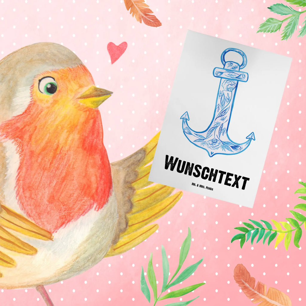 Personalised greetings card anchor Blue small animals, cute, funny, cute animal motives, hand drawn, small world, funny sayings, good mood, happy, gifts, gift ideas, special gifts, animal lover, card