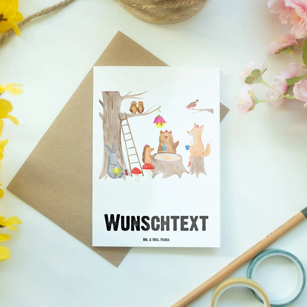 Personalised greetings card forest animals picnic small animals, cute, funny, cute animal motives, hand drawn, small world, funny sayings, good mood, happy, gifts, gift ideas, special gifts, animal lover, card, squirrel, hare, forest animals, forest, picnic, mouse, fox, hedgehog