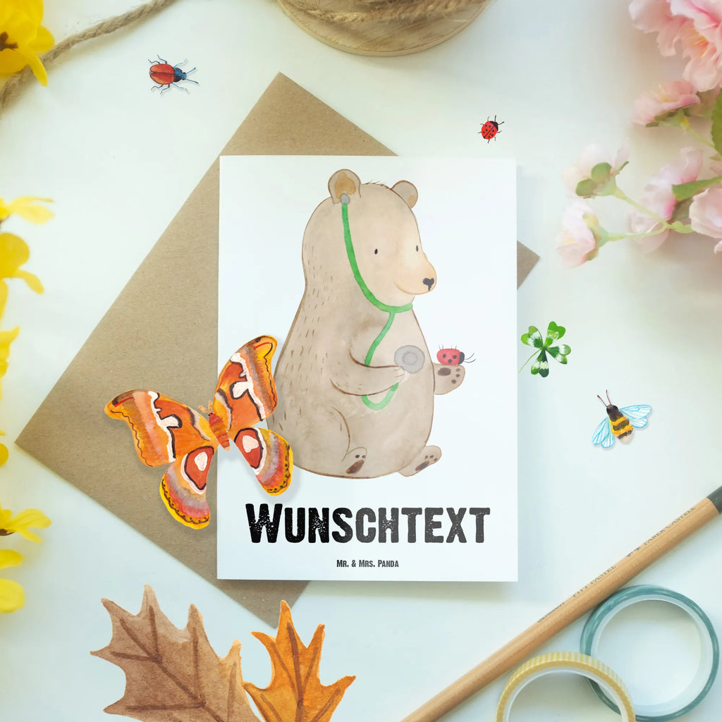 Personalised greetings card bear Physician bear, teddy, teddy bear, cuddly toy, Bear, Professor, Doctor