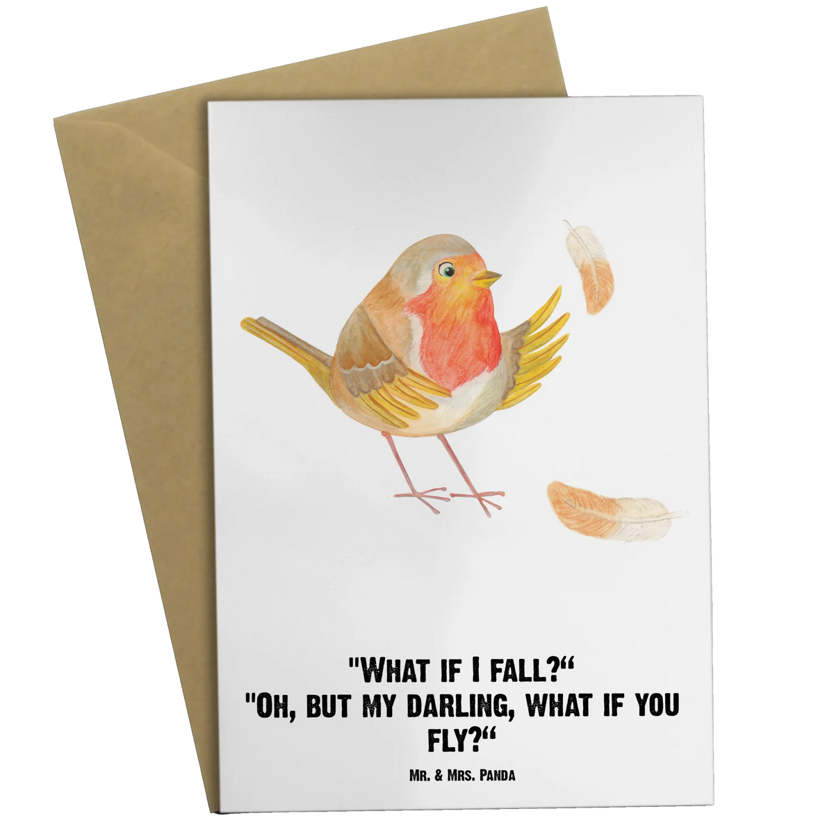 Personalised greetings card robin feathers card, gift ideas, gifts, small animals, cute, cute animal motives, hand drawn, funny sayings, good mood, special gifts, animal lover, motivation pictures, flying, motivation slogans, slogan motivation, robin, slogan courage, bird