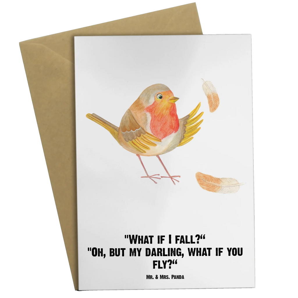 Personalised greetings card robin feathers small animals, cute, funny, cute animal motives, hand drawn, small world, funny sayings, good mood, happy, gifts, gift ideas, special gifts, animal lover, card, slogan motivation, motivation pictures, flying, motivation slogans, slogan courage, bird, robin, What if i fall