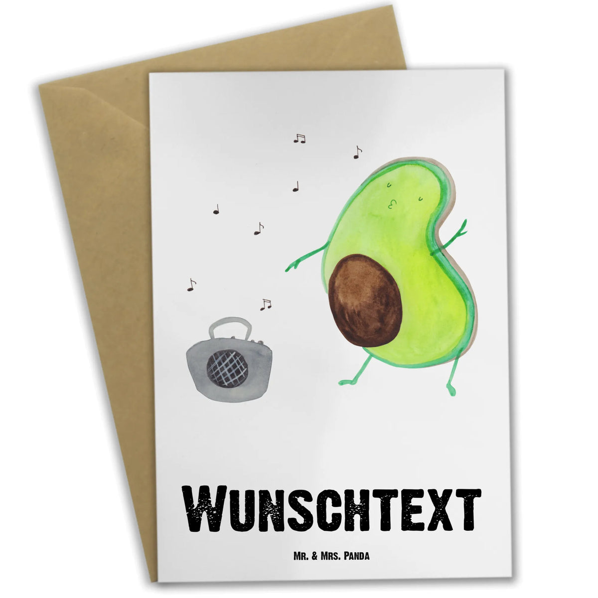 Personalised greetings card avocado Dance avocado, vegetables