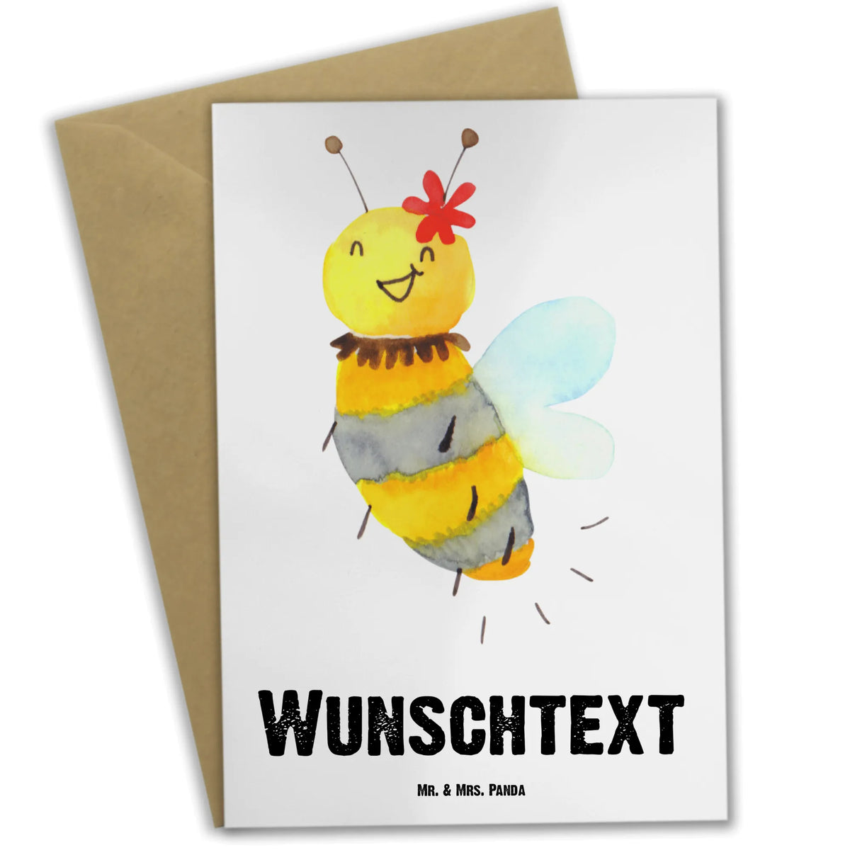 Personalised greetings card bee flower Bee, wasp, bumblebee