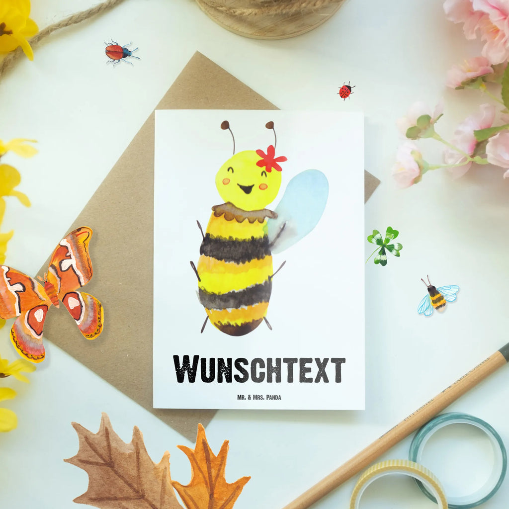 Personalised greetings card bee happy Bee, wasp, bumblebee