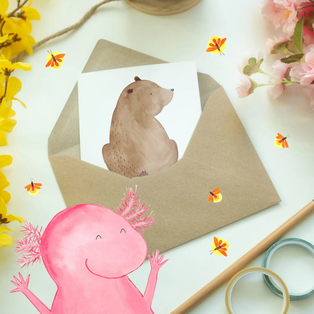 Personalisierte Grußkarte Bär Schulterblick Grußkarte als Geldgeschenk, Personalisiertere Klappkarte, Grußkarte mit persönlichen Nachrichten, Personalisierte Geburtstagskarte, Personalisierte Hochzeitskarte, Grußkarte mit Namen, Grußkarte selbst gestalten, Personalisierte Einladungskarte, Personalisierte Grußkarte, Grußkarte selber drucken, Grußkarten personalisiert, Personalisierte Glückwunschkarte, Personalisierte Karte, Bär, Teddy, Teddybär, Bären, Motivation, Weltansicht, Bärenliebe, Selbstachtung, Weisheit